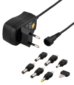 AC-adapter, 230V til 3-12 V DC, 600 mA, 6 udskiftelige stik