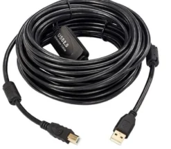 Active USB 2.0 A-B cable, 10 meter, med integreret repeater/forstærker, op til 480 Mbps dataoverførsel