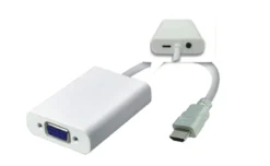 Adapter HDMI - VGA M/F, hvid, understøtter lyd, 1920x1080 pixels@60Hz, med Micro USB til ekstra strømforsyning