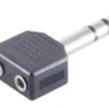 Adapter, 6,3 mm - 2 x 3,5 mm, M-F Stereo