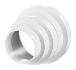 Adapter til runde rør, Ø80, 100, 120, 125, 150 mm, hvid