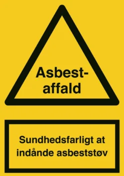 Advarselsskilt, asbestaffald, 297 x 210 mm (A4), plast