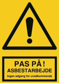 advarselsskilt, asbestarbejde, A4, 297 x 210 mm, plast