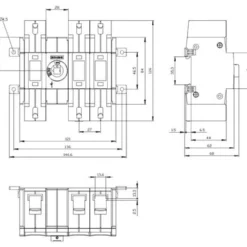 Afbryder 160A, 2, 3P frontbetj center boks - Siemens
