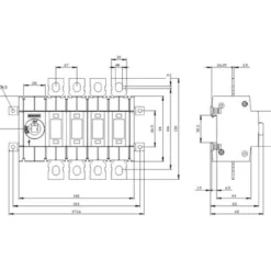 Afbryder 125A, 2, 4P, frontbetjening, venstre, flad terminal - Siemens