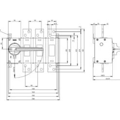 Afbryder 1250A, 5, 3P front betj. t venstre - Siemens