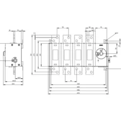 Afbryder 1000A, 5, 4P, lateral betjening, højre - Siemens