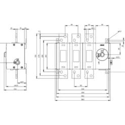 Afbryder 1000A, 5, 3P, lateral betjening højre - Siemens