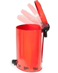 Affaldsspand, 20 liter, lakeret stål, rød, med låg