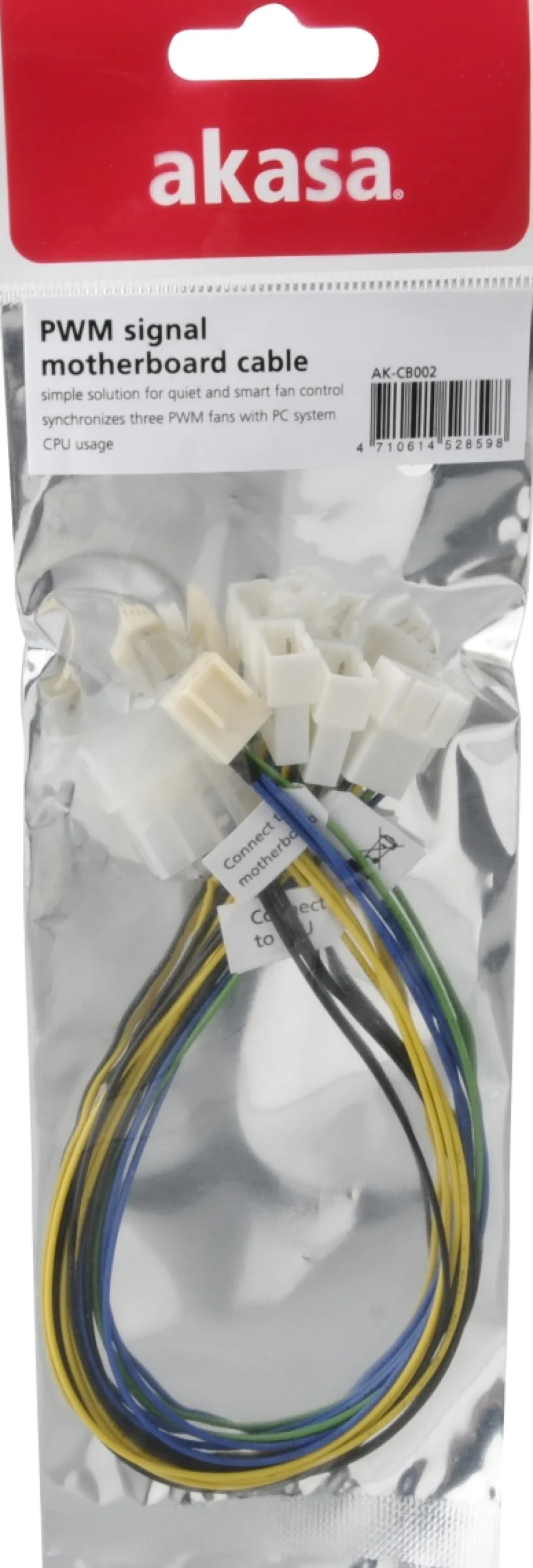 Akasa blæseradapterkabel til et kunne tilslutte 1xCPU- & 2xChassie-bl