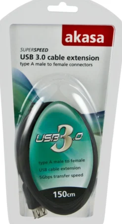 Akasa USB 3.0 kabel, Type A han - Type A hun,