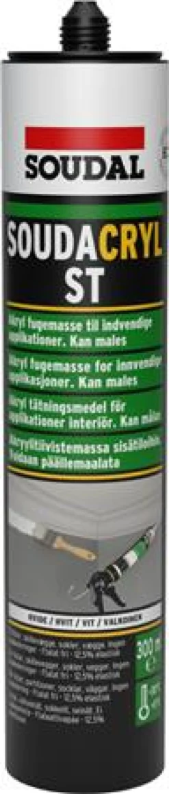 Akryl fugemasse Soudacryl ST, 300ml, hvid