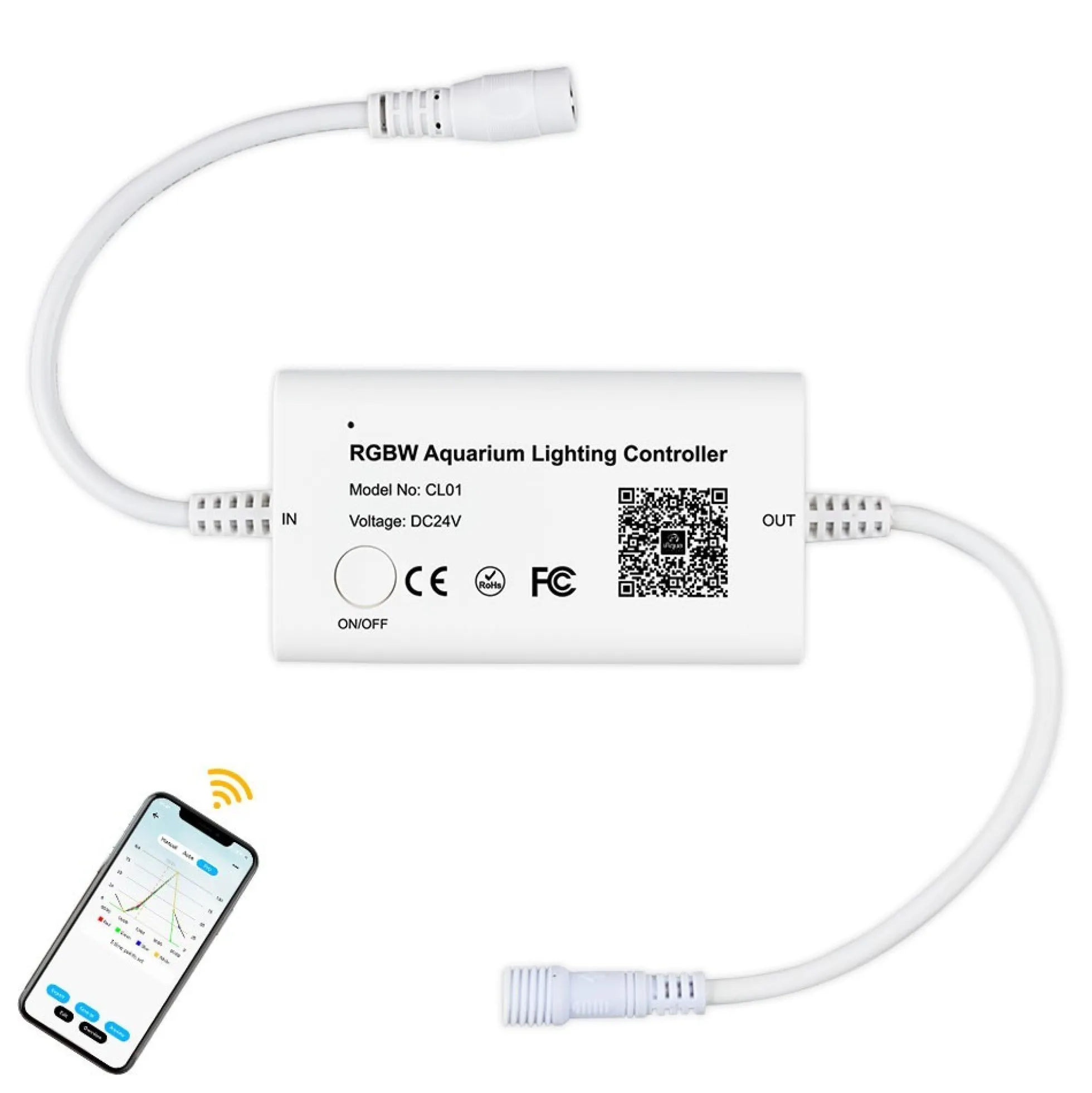 Akvarie armatur, 60 cm RGBW Wifi, 16W LED, IP67