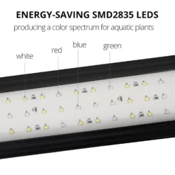 Akvarie armatur, 45-60 cm, 11W LED, hvid/blå/rød/grøn, justerbar længde, IP66