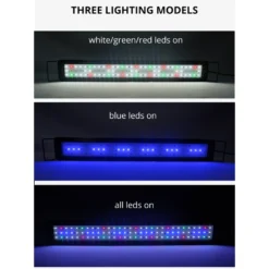 Akvarie armatur, 30-45 cm, 6W LED, hvid/blå/rød/grøn, justerbar længde, IP66