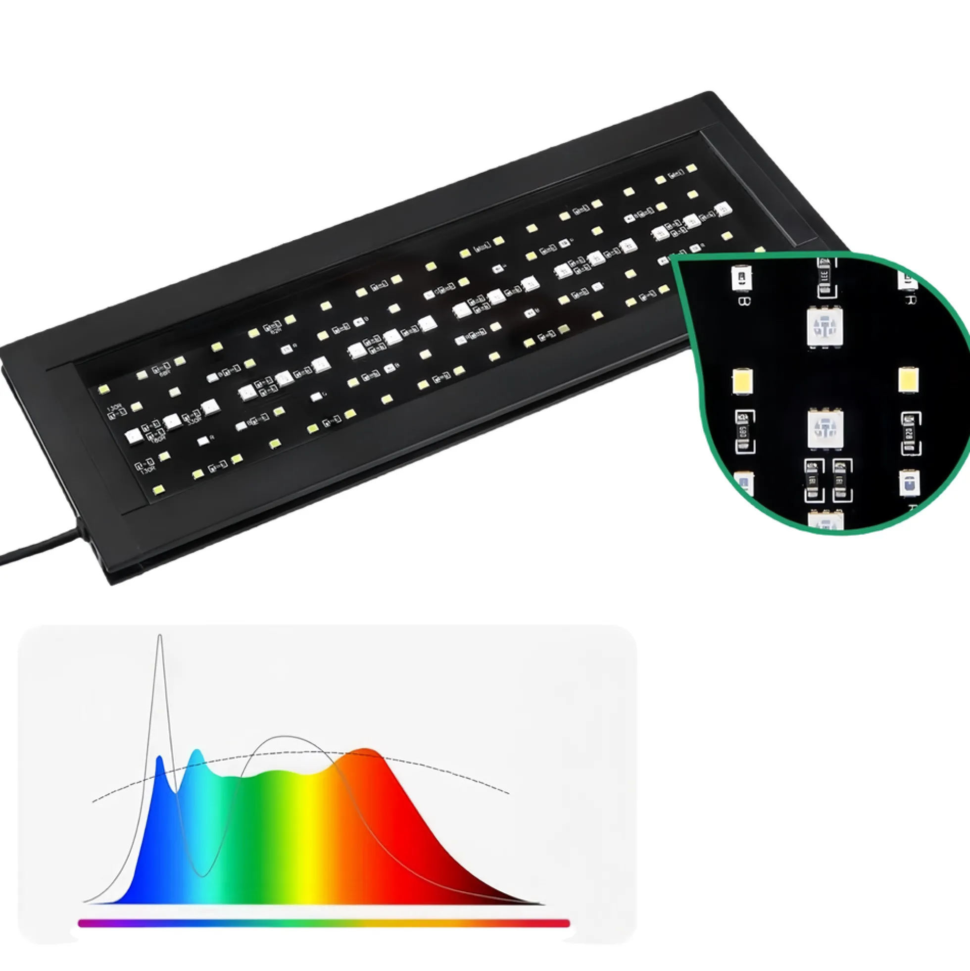 Akvarie lampe, 30 cm, 18W LED, RGBW, timer