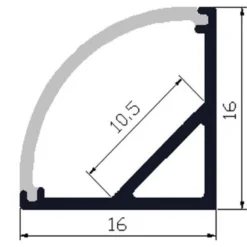 Alu hjørneprofil til LED strip, 1 meter, inkl. mælkehvidt cover, klips og endestykker