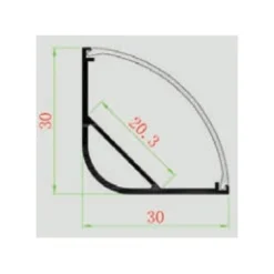 Alu hjørneprofil 30x30 til IP65 og IP68 LED strip med 2 meter længde, inkl. matteret cover og klips