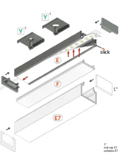Aluprofil til bl.a. Philips Hue Lightstrips, model S (flere farver) 1m
