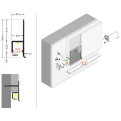 Aluprofil til indspartling, OMNI10 AC2, aluminium, til LED-strips