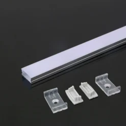 Aluprofil til LED-stribe, sølvfarvet, 2000x23,5x10 mm