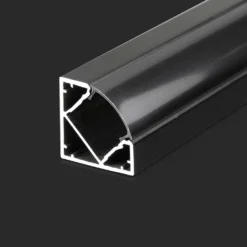Aluprofil til LED-stribe, sort, 2000x19x19mm
