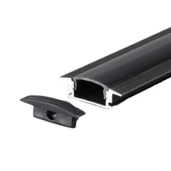 Aluprofil til LED-stribe, sort, 2000x24,7x7 mm