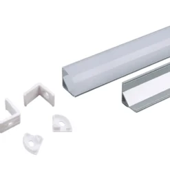 Aluprofil til LED-strips, hjørneprofil, 2000x15,8x15,8 mm, sølvfarvet