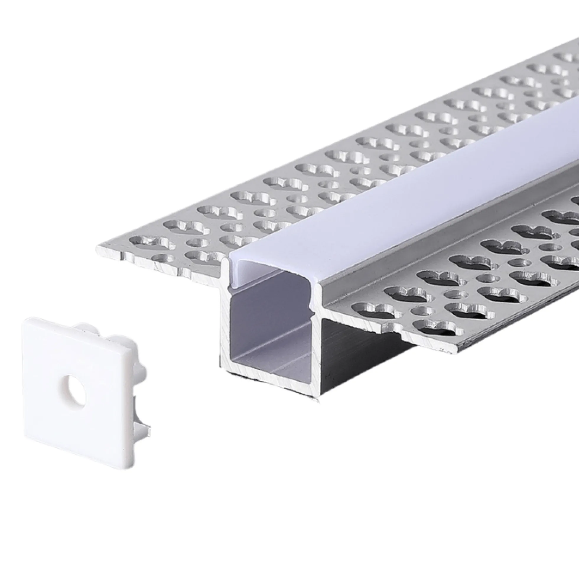 Aluprofil til LED-strip, sølv hus, 2000x55x15 mm