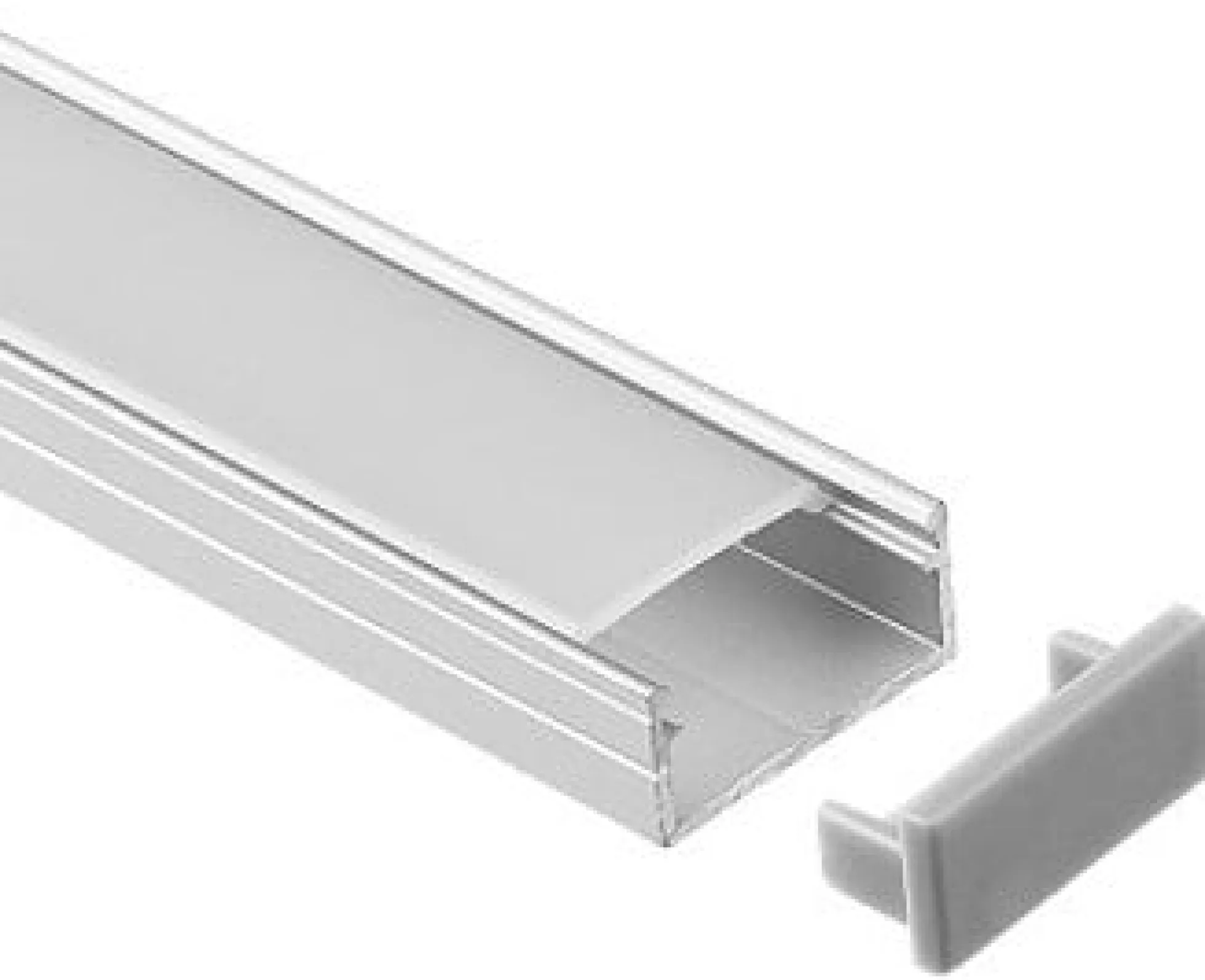 Aluprofil til LED strips, 18x8 mm, 1 meter, inkl. mælkehvidt cover, klips, endestykker
