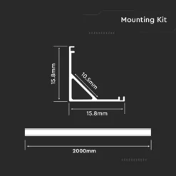 Aluprofil til LED-strip, 2000x15,8mmx15,8mm