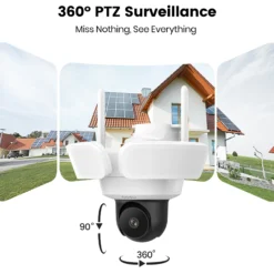 Aosu FloodlightCam Pro, overvågningskamera med 360° dækning og bevægelsesaktiveret lys, 3K