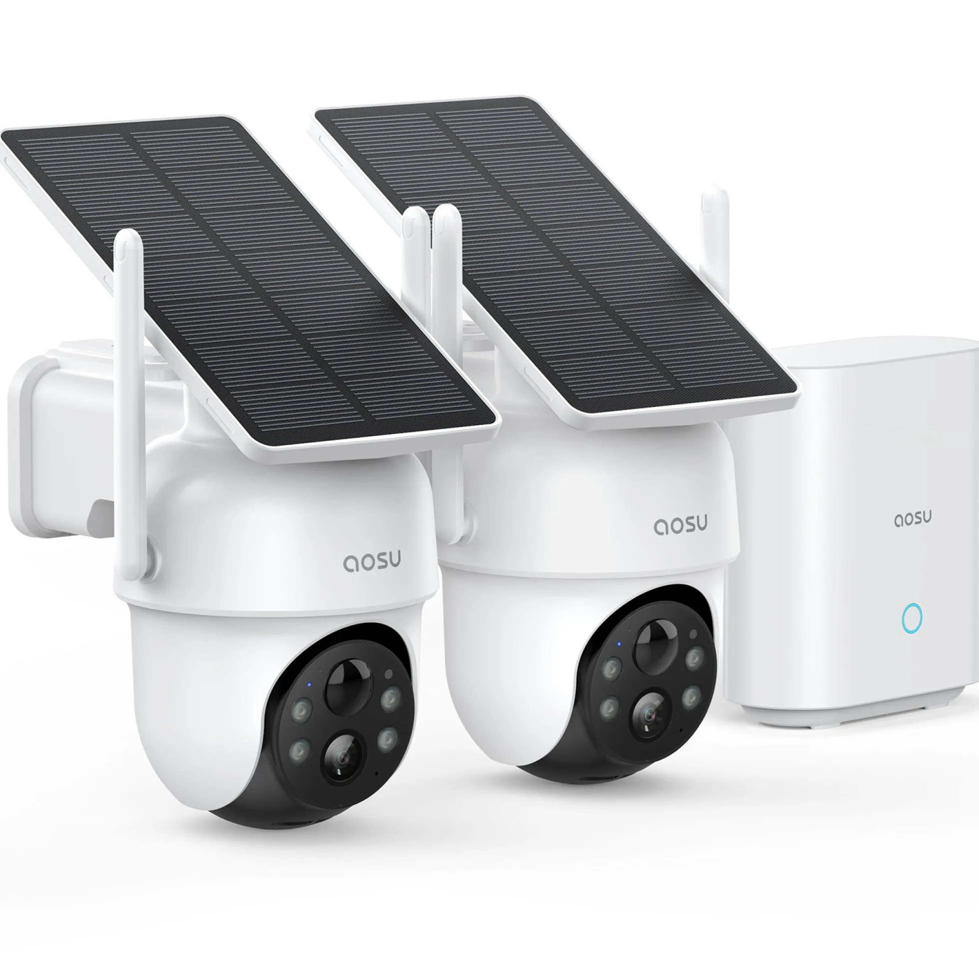 Aosu SolarCam D1 Classic Kit, overvågningssystem solcelledrevne kameraer, 2K, WiFi