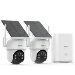 Aosu SolarCam D1 Classic Kit, overvågningssystem solcelledrevne kameraer, 2K, WiFi