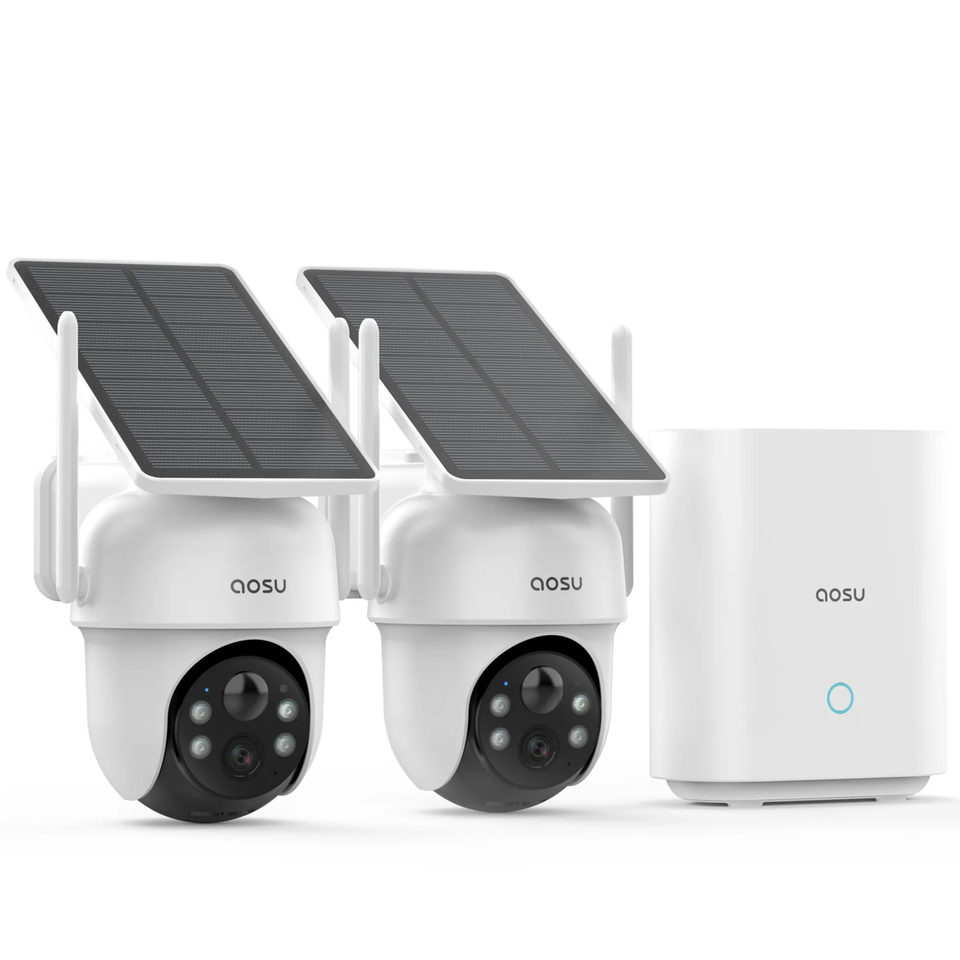 Aosu SolarCam D1 Classic Kit, overvågningssystem solcelledrevne kameraer, 2K, WiFi