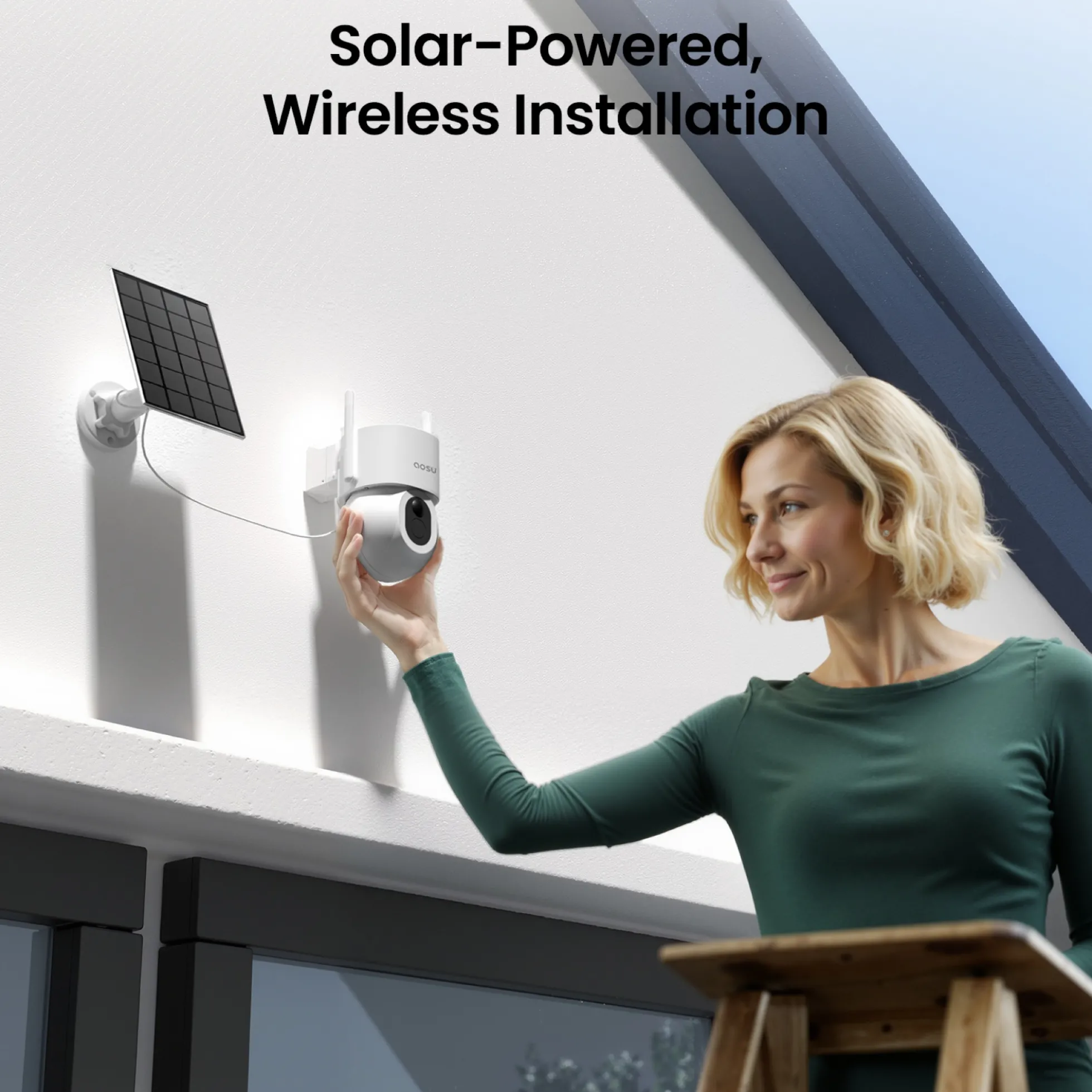 Aosu SolarCam D1 Max, overvågningskamera med solcelle, 3K, WiFi