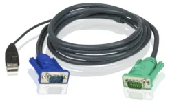 ATEN, KVM-kabel, SPHD15 han til HD15 han & USB Type A han, 3m