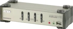 ATEN KVM-switch, 1 konsol styre 4 computere, USB, 2 ekstra USB-porte,