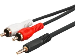 audio adapterkabel, 3.5 mm han (3-pin, stereo) til 2 x RCA han (lyd venstre/højre)