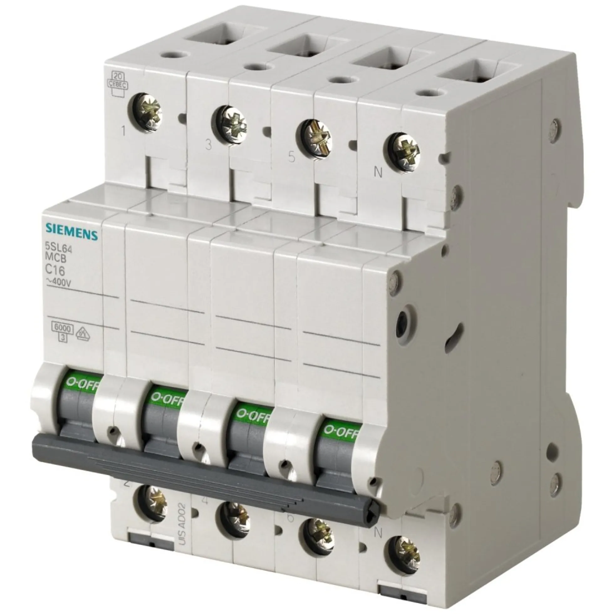 Automatsikring 6KA, 3P+N, C-karakteristik, 25A