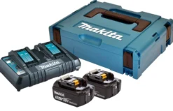 Batteripakke 2 x BL1850B + DC18RD, 18V, 5Ah, 2 stk batterier, MakPac kuffert