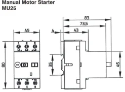 Benedict Håndbetjent motorværn MU25, 1,6-2,5A, 690V, 45x80x83mm, grå
