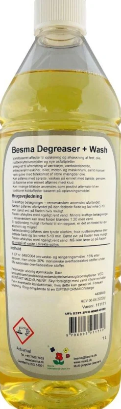 Besma Degreaser Wash, vandbaseret affedter, 1 liter