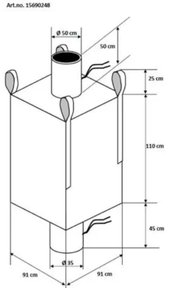 Bigbag antistatisk, 91x91x110 cm, med Ø50x50 cm studs