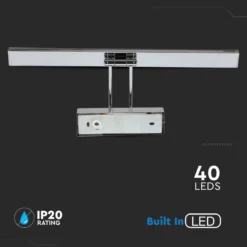 Billede-/spejllampe VT-7009CH, 9W, 3000K, 380 lumen, 455 mm, krom - Kulør: Varm