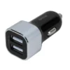 Biloplader med to USB-A porte, 17 W, sort/sølv