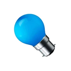 B22 LED pære, 1.8W, 180 lumen, 180° spredning, 72 x 45 mm, blå - CARNI