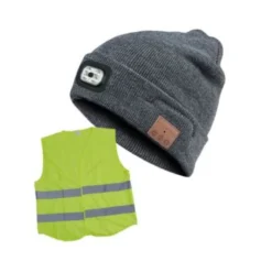 Blue Electric Beanie, LED-lygte, Bluetooth headset, inkl. sikkerhedsvest