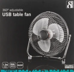 Bordventilator USB-blæser, 18 cm, DELTACO, 1x USB Type A han, sort