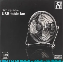 Bordventilator USB-blæser, 13 cm, DELTACO, 1x USB Type A han, sort